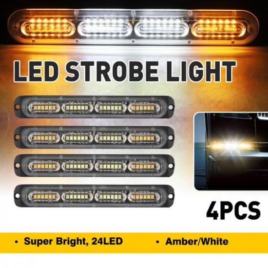 4pcs LED Strobe Flashing Hazard Stop Beacon Fog Light Running Bar Warning Lamps