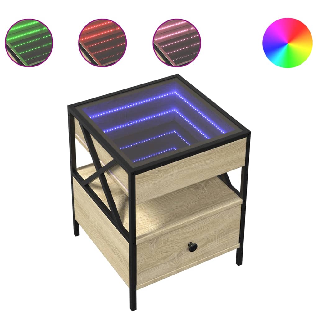 Infinity LED Coffee Table in Sonoma Oak 40 x 40 x 51 cm