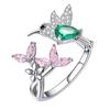 Elegant Cubic Zirconia Flower Bird Open Ring Women Party Wedding Jewelry Gift