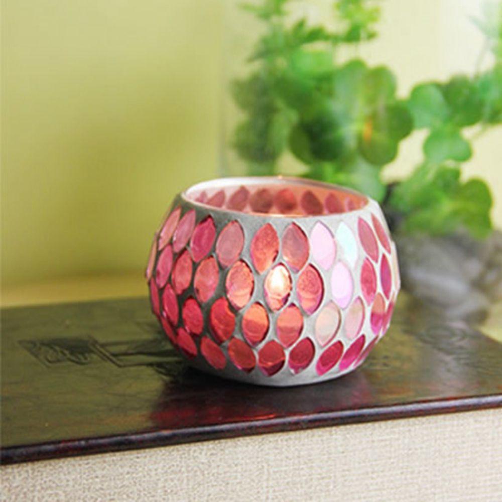 Mosaic Glass Tabletop Tea Light Centerpiece Candlestick Home Decor Candle Holder Candle Jar