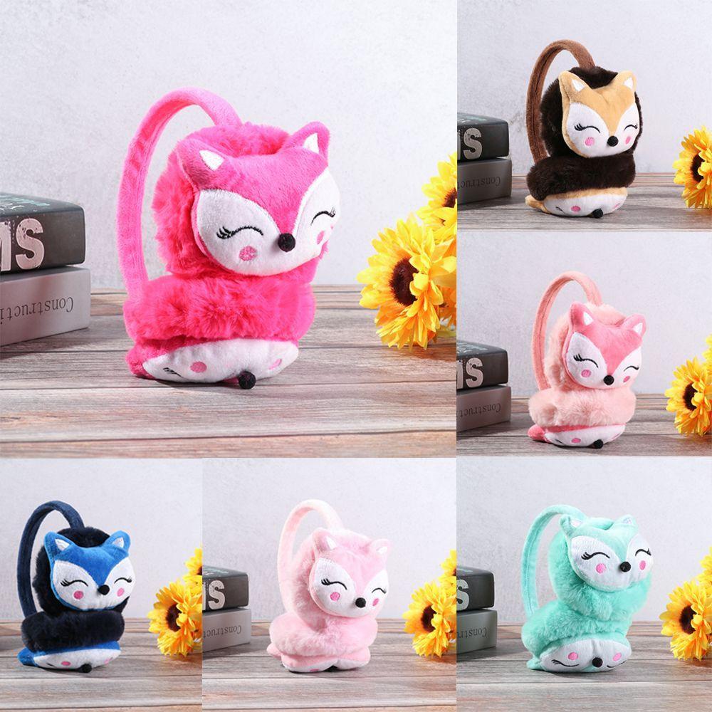 Men Women Adjustable Plush Cartoon Fox Soft Ear Warmers Warm Earmuffs Ear Cover Ear Protection