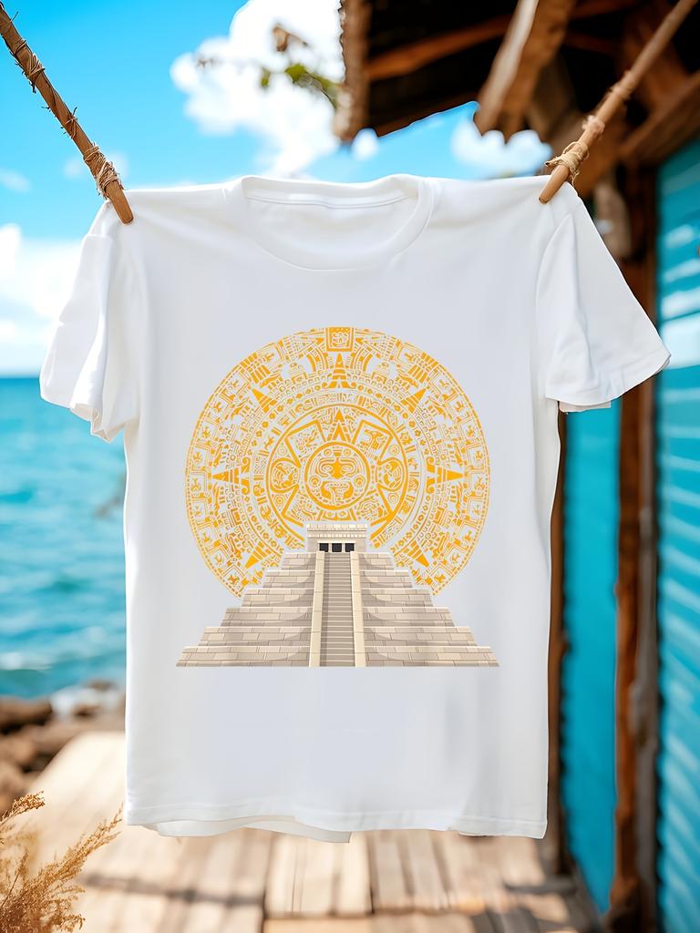 Ancient Mayan Aztec Calendar Pyramid T-shirt - Limited Edition Mayan Calendar Graphic Tee