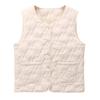 Women's Thermal Vest Sleeveless Single-breasted Closure Jacket Solid Color Round Neck Imitation Silk Cotton Padded Waistcoat for Autumn Winter
