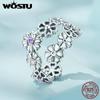 925 Sterling Silver Daisy Flowers Ring for Women Lovely Purple Transparent Zircon Fine Jewelry