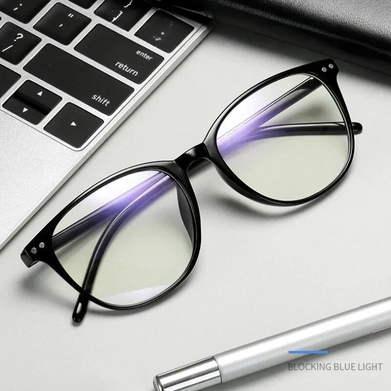 Trending Blue Light Blocking Men's Retro Glasses Eyeglasses Women Ultralight Round Transparent Fashion Eyewear Students