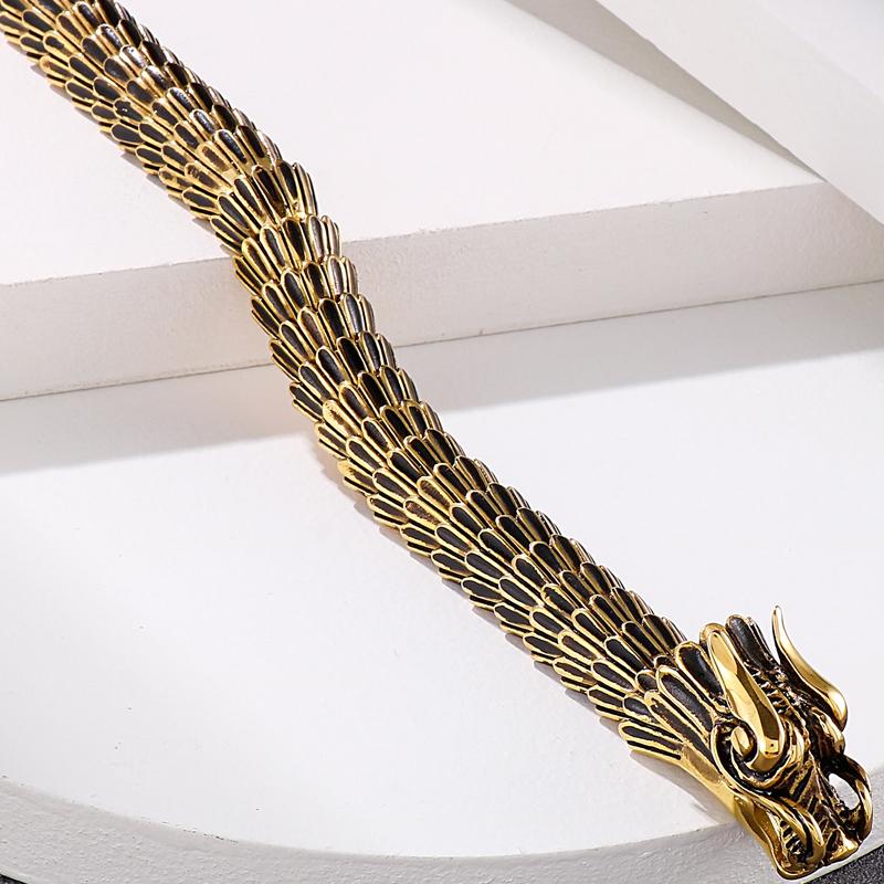 Крутой браслет-цепочка с килем в виде тела дракона для мужчин, тяжелый золотой цвет, мужские браслеты из нержавеющей стали, браслеты в стиле панк-рок, ювелирные изделия для мальчиков