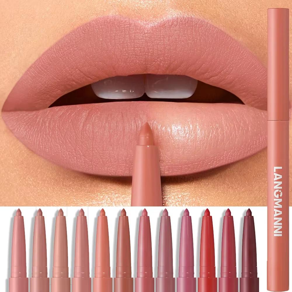LANGMANNI Sexy Velvet Matte Lip Liner Pen Waterproof Silky Natural Contour Non-Stick Cup Makeup Lipstick Pencil Lasting Cosmetic