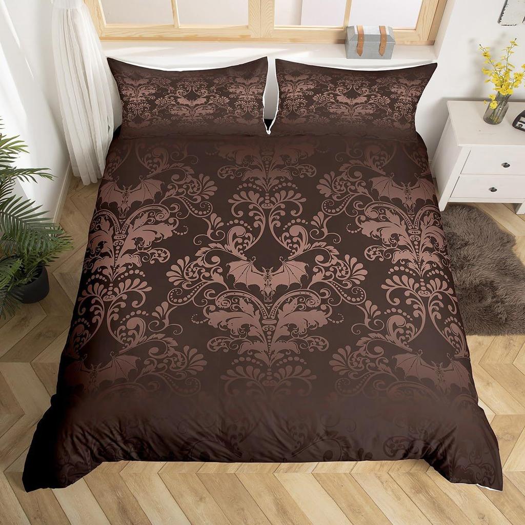 Black White And Brocade Luxury Pattern Duvet Cover Digital Printing Bedding Threepiece Set