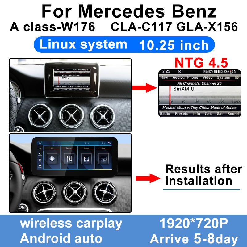 Wireless Carplay Android Auto TouchScreen 10.25'' For Mercedes Benz A Class W176 A200 A180 A220 Car Multimedia Player Display BT