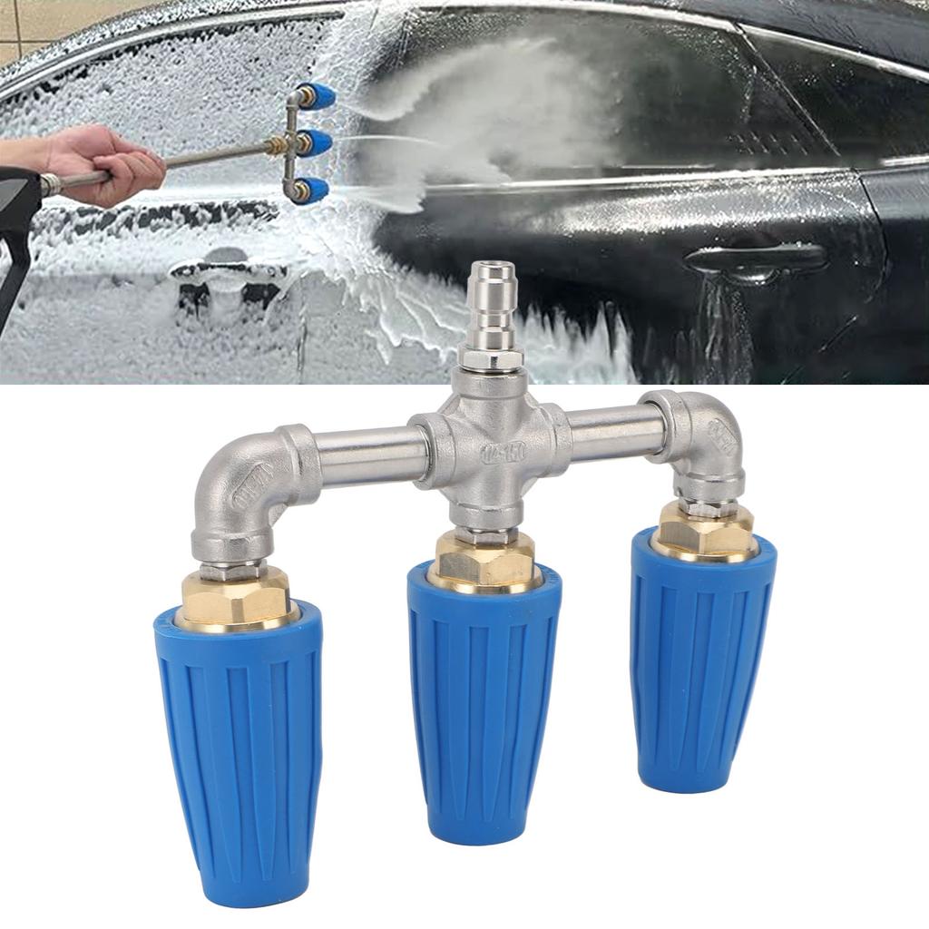 Triple Turbo Nozzle 1/4 Inch Quick Plug 4000PSI Rotating Pressure Washer Nozzle for Garden Car Road Cleaning