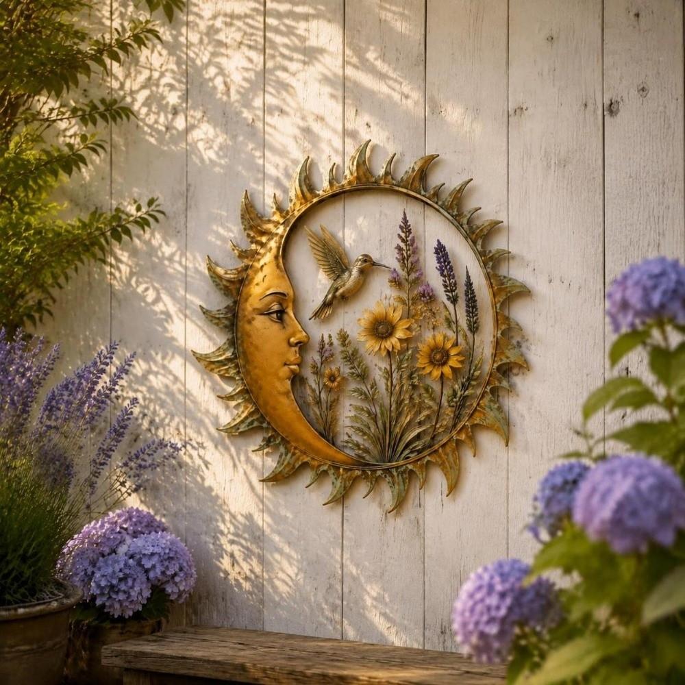 Weatherproof Dragonfly Moon Wall Decor Rustic Dragonfly Wall Decor Outdoor Garden Decor Entry Hall