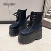 Fashion Height Increasing Super High Heeled Women's Boots Thick Bottom Lace Up Sneakers Anti-slip Breathable Cos Shoes Bottes Femmes