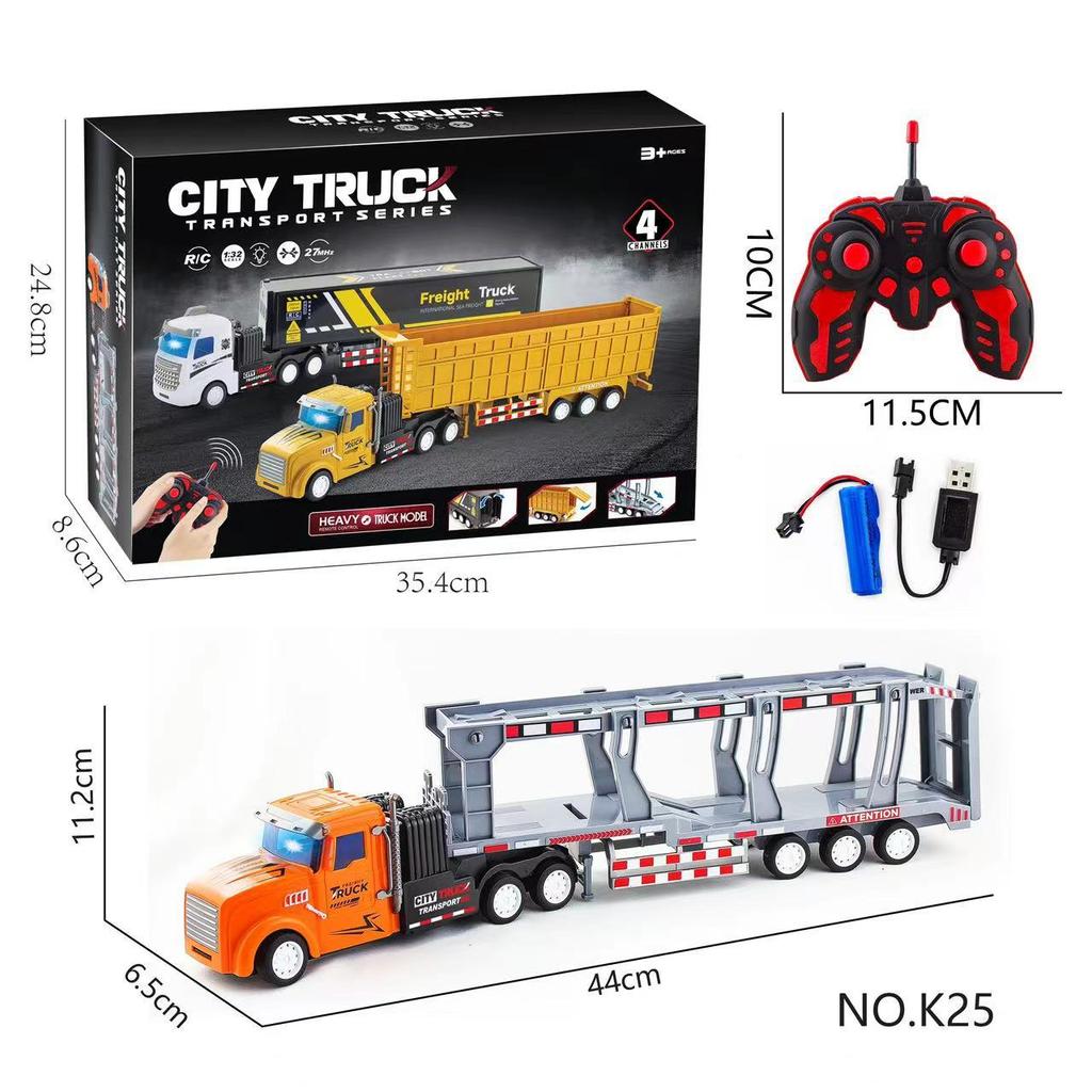 Children'S Toys Electric Remote Control Car Semi-Trailer Freight Truck Container Truck Transporter Toy Model