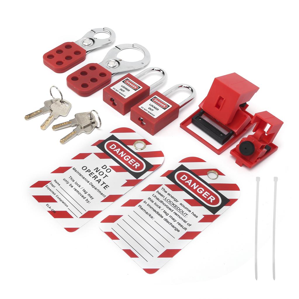 Lockout Tagout Kit Multifunctional with Hasp Warning Tag Safety Red Padlock Portable