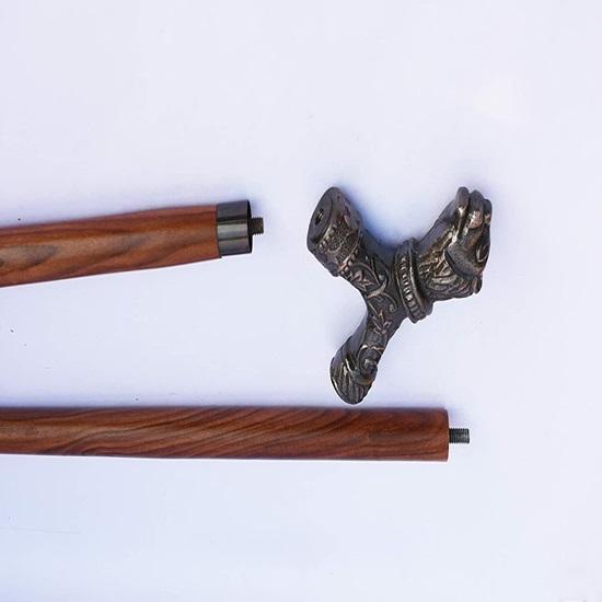 Винтажная латунная форма льва Купер, античная трость, трость из красного дерева, двойной уникальный дизайнерский подарок