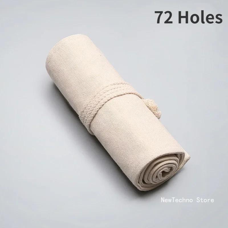 Canvas Roll Up Pen Curtain Case Pencil Bag Makeup Wrap Holder Storage Pouch School Supplies