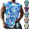 Мужская летняя пляжная майка для серфинга, большой размер, повседневный дышащий топ без рукавов, свободная майка с принтом, мужская рубашка