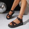 Летняя повседневная обувь 2025 года Женские сандалии на платформе Женские сандалии из мягкой кожи с открытым носком на толстой подошве на танкетке Сандалии-гладиаторы Женская обувь