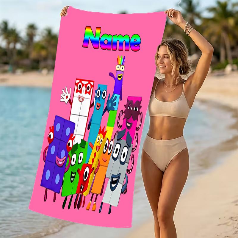 Customizable personalized beach towels Numberblocks themed designs.Suitable for the beach, yoga, sports;ideal as beach accessories