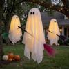Shimmering Star Pattern Decor 3 Pcs Halloween Ghost Decorations, Spooky Hanging with Broom, Decorative for Trees Large Flying White Tree Porch