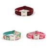 Pet Collar With Silver Buckle For Small Dogs Cotton Material Cute Flower Pattern Breathable Design