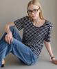 LUSIDA Basic Striped Short Sleeve T-Shirt - Navy