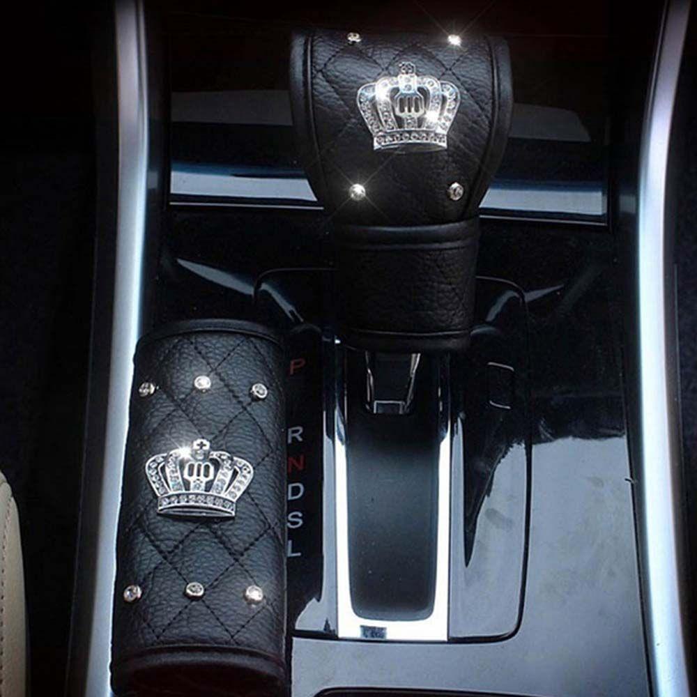 Крышка ручного тормоза Crown Diamond Crystal, крышка ручки переключения передач, чехол для ремня безопасности автомобиля, декор салона автомобиля