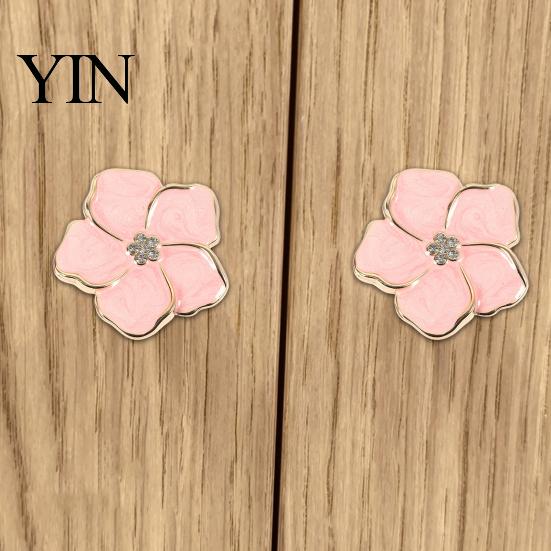 Small Storage Box Knobs Petal Cabinet Knob, Flower Drawer Pulls with Rhinestone Center, Zinc Kitchen Hardware Replacement Alloy Floral Dresser