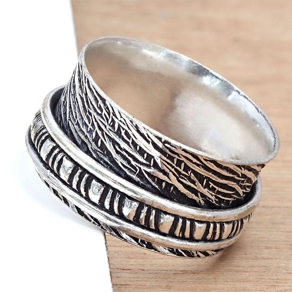 Серебряное кольцо-спиннер для женщин, четыре кольца-спиннера, серебряное ювелирное кольцо "10"