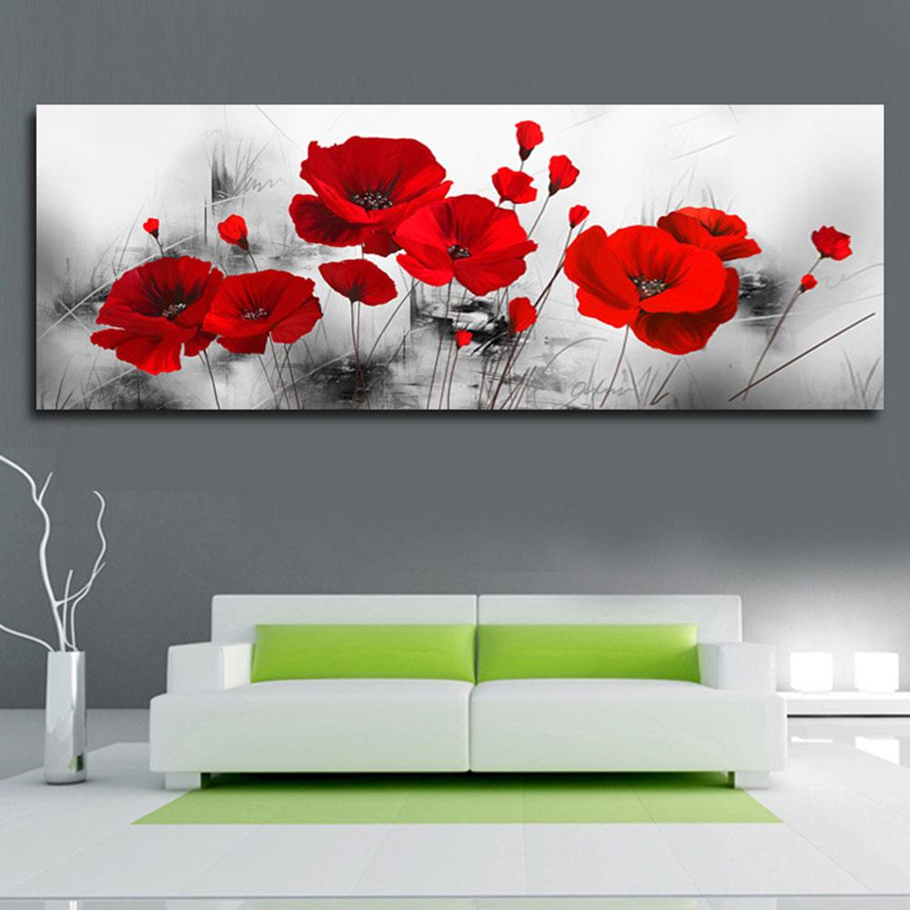 Modern Flowers Poster Print Wall Art Canvas Painting Red-Poppy Flower Picture On The Wall For Living Room Home Decor No-Frame
