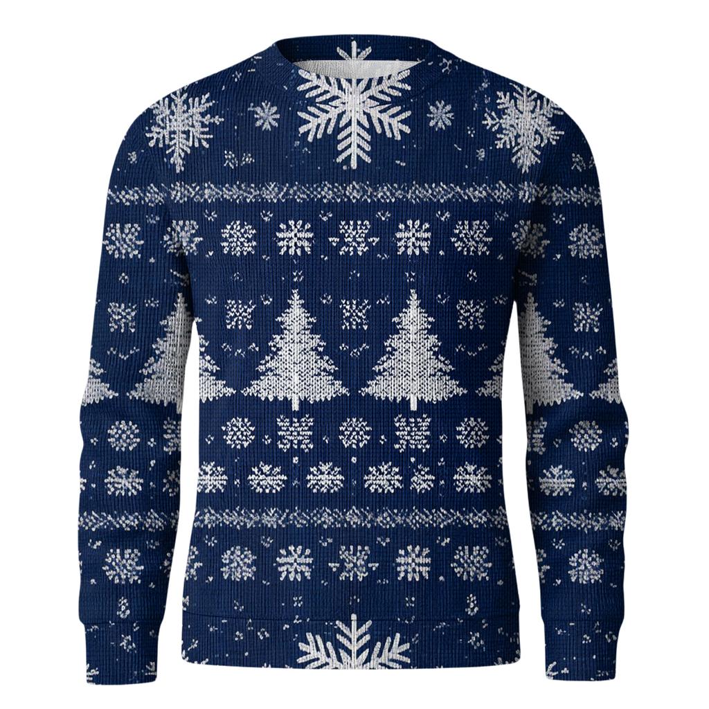 Мужской пуловер с круглым вырезом, длинными рукавами и рубчатой вязкой