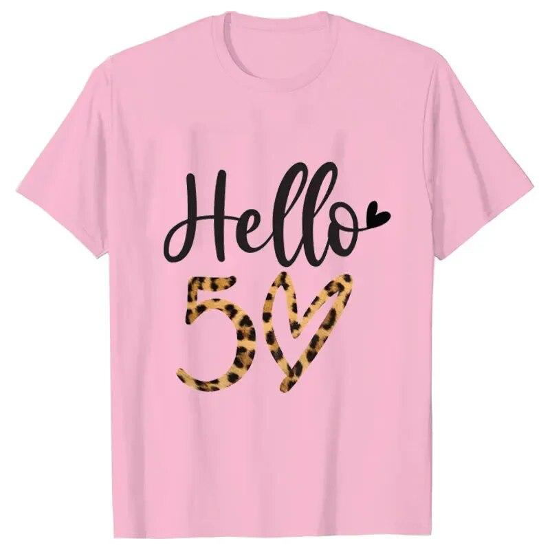 Женские футболки на 50-й день рождения, футболка Birthday Squad Crew, глава Hello 50, великолепные топы с леопардовым принтом, летняя футболка Harajuku