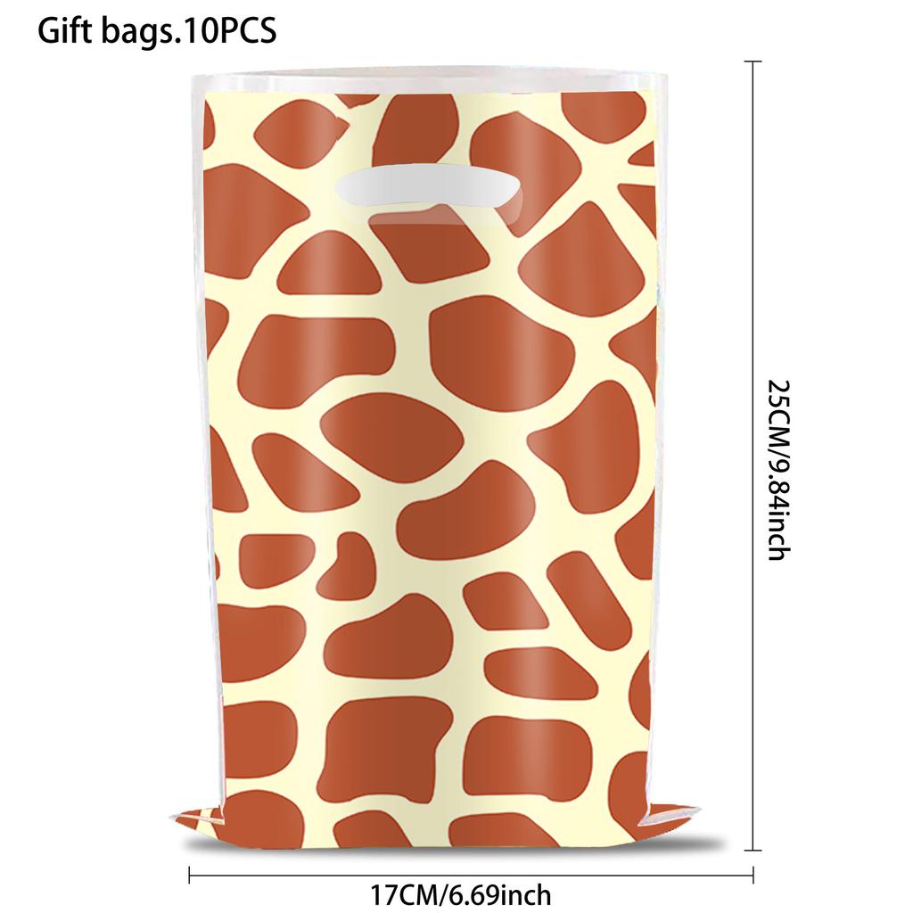 10-40 шт. Пакеты с ручками с животным принтом для возврата конфет на день рождения, детский подарок, пластиковый пакет для джунгли-вечеринки