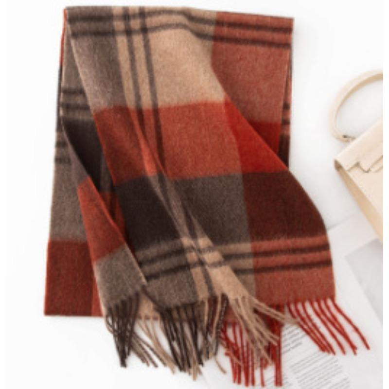 Wool Scarf Unisex Versatile and Soft Autumn and Winter Plaid Shawl Thickened Warm and Long Scarf
