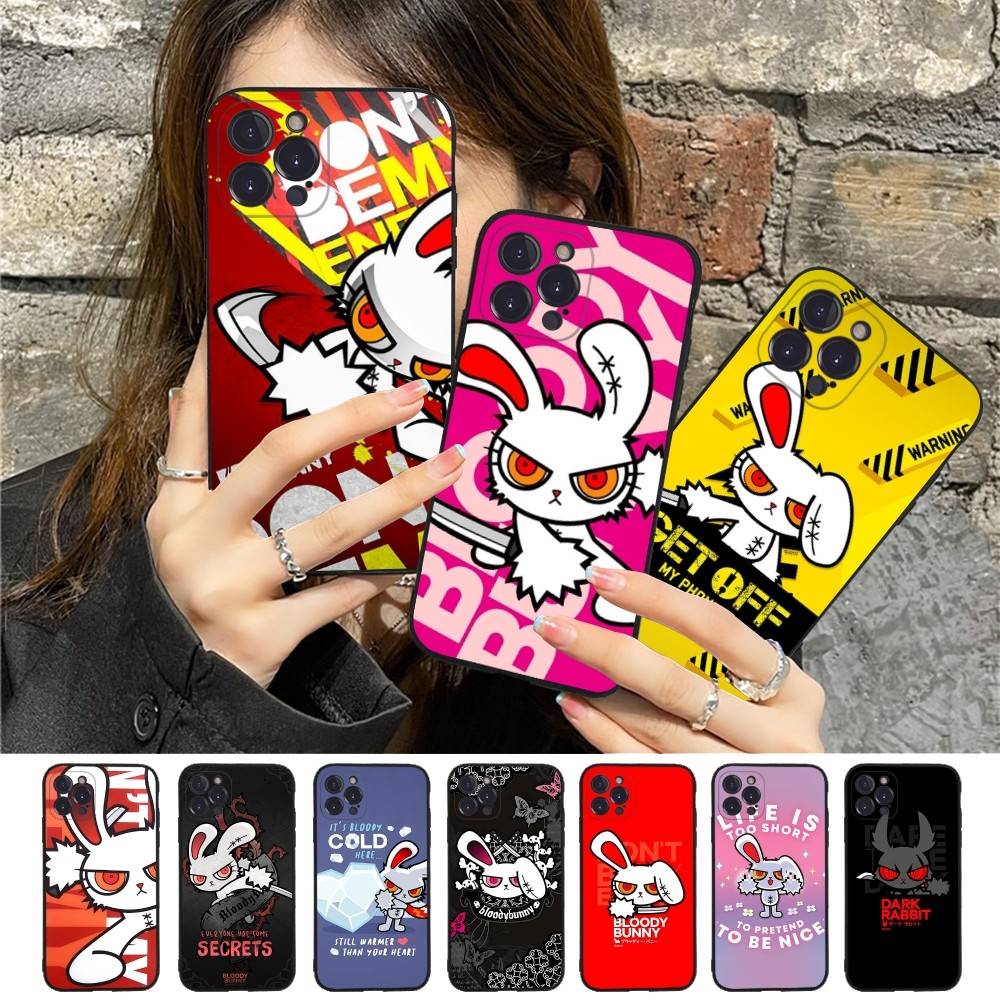 Аниме B-Bloody Bunny Чехол для телефона Для Iphone 17 16 15 16e 14 13 12 11 Pro Max Plus Чехол Защитный Чехол