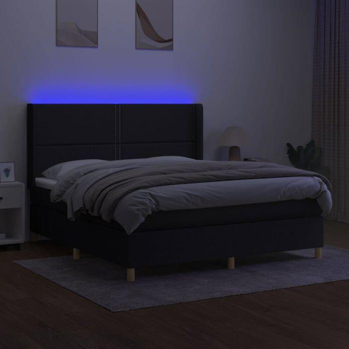 VidaXL Sommier à Lattes de Lit avec Matelas et LED, Lit Rembourré, Lit Double, Lit Adulte de Chambre à Coucher Intérieur, 3138807