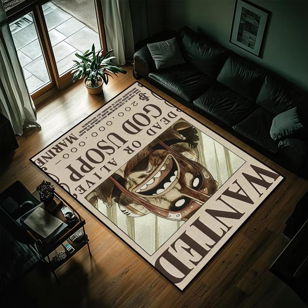 One Piece Character Card Inspired Carpet Living Room Sofa Mat Man's Cave Decor Bedroom Bedside Rug Coffee Table Mat