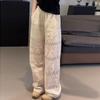 Plus Size Women's Summer Thin High-Waist Lace Hollow-Out Floor-Length Wide-Leg Pants - Loose Slimming Casual Straight Trousers