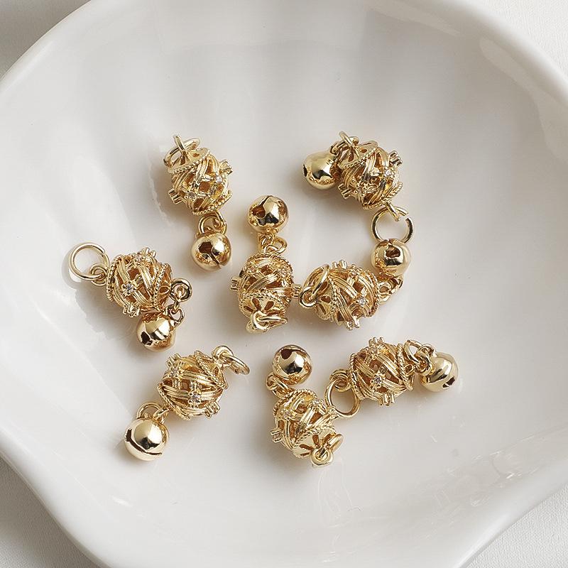 Подвеска-фонарик с цирконом, колокольчик, капля воды, наполнитель из 14-каратного золота, кулон-шарм для изготовления украшений своими руками