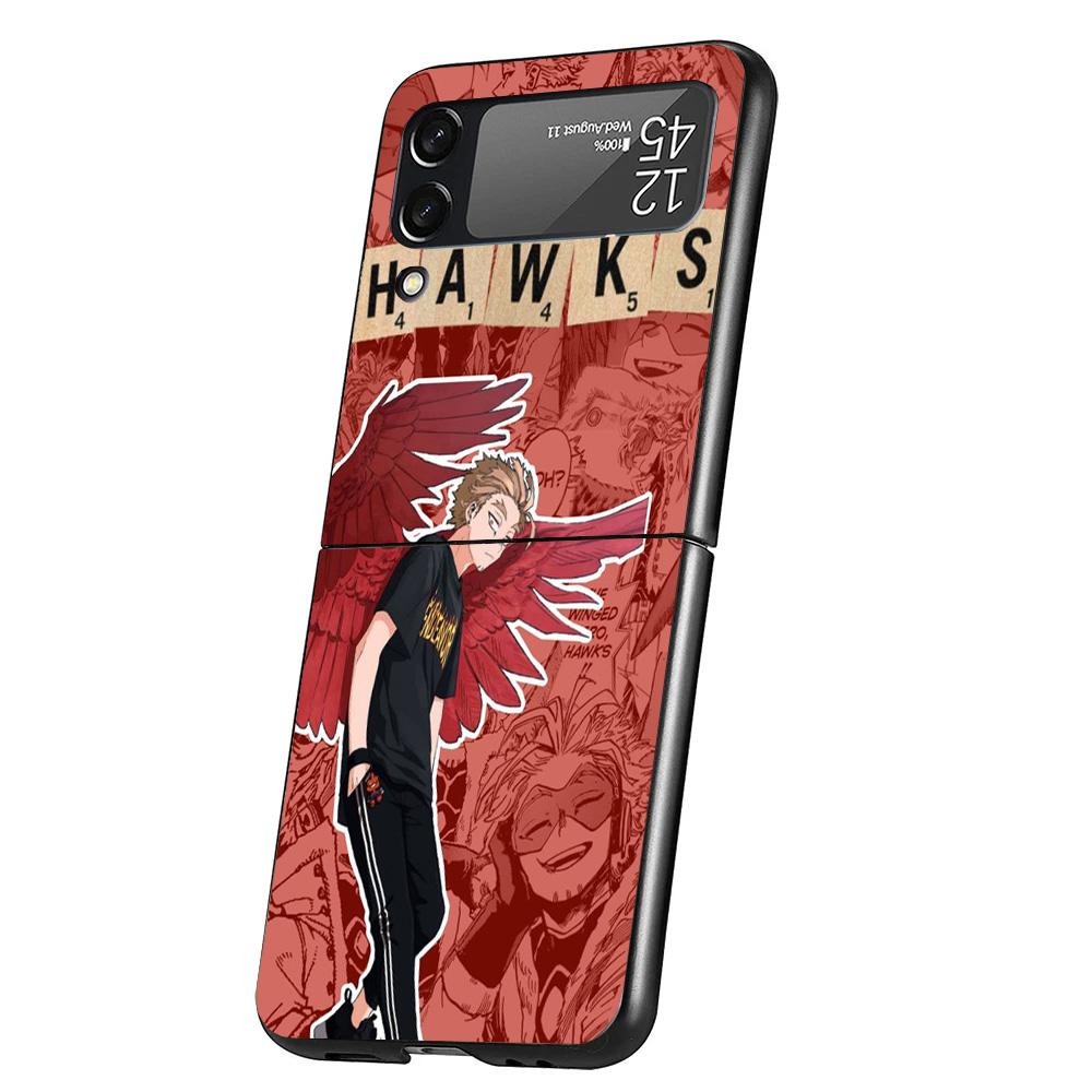 My Hero Hawks Case Phone Cover for Samsung Galaxy Z Flip 6 5 4 3 5G ZFlip6 ZFlip5 ZFlip4 ZFlip3 Black Hard Trend Fundas