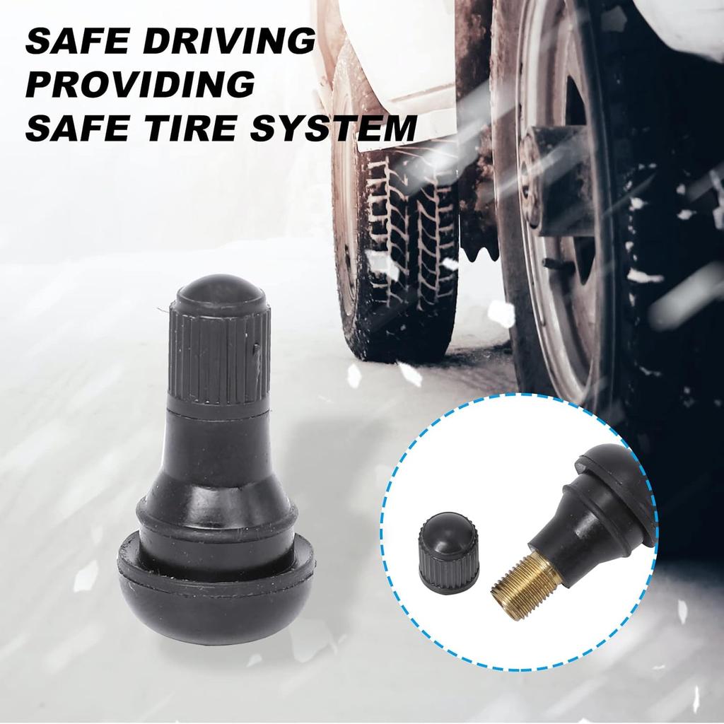 BLACKHORSE-RACING 25 Pack TR412 Rubber Tire Snap-In Short Valve Stem ATV Lawn Mower Garden Tractor Plug Stem For Tubeless 0.453” 11.5Mm Rim Holes