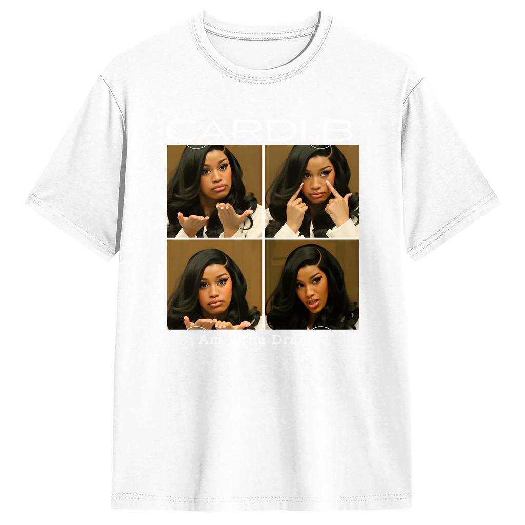 Oversized T Shirt Beach Cardi B Am I The Drama Popular TShirts Cotton Tee Shirt for Unisexs Y2K Basic Short Sleeve Tops