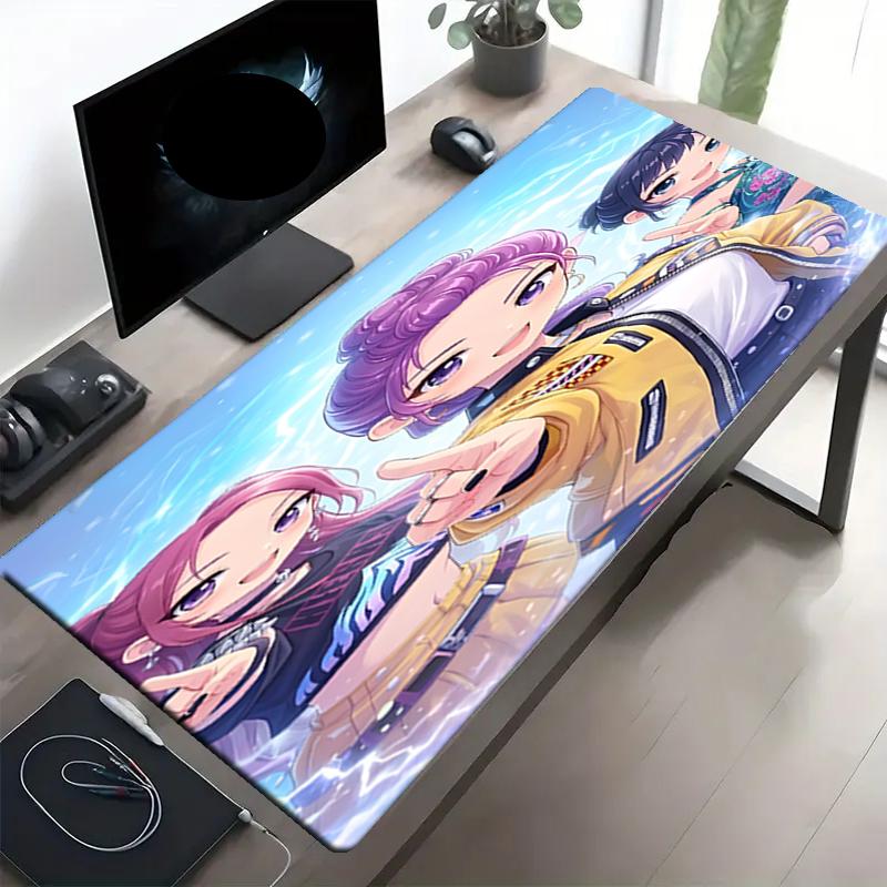 KPop Demon Hunters Print Mouse Pad, Anti‑Slip Desktop keyboard Mat, for PC Laptop Gaming Working Daily Use, Cool Festival Surprise Gift