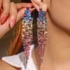 Inlaid Rhinestone Geometric Tassel Earrings Colour Department Fashion Sweet Earrings Simple Earrings Temperament Female Earrings 1 Pair