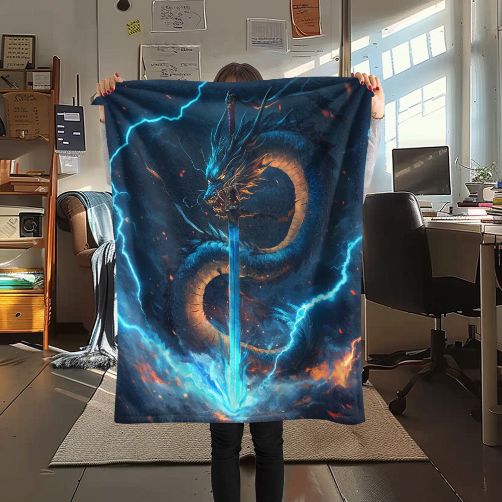Dragons  Print Flannel Blanket, High quality Comfortable for All Seasons, Home Decor, Warmth and Comfort