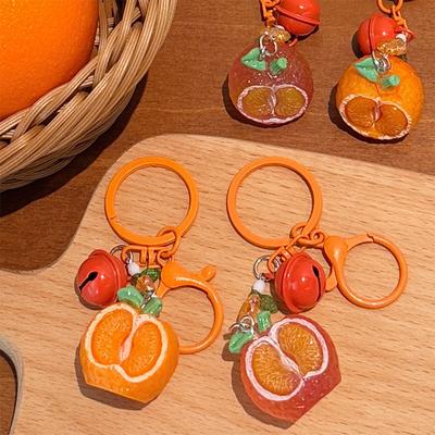 Креативный 3D Оранжевый Брелок Колокольчик Подвеска Декоративные Аксессуары для Рюкзака Милый Смоляной Фруктовый Брелок Маленький Подарок для Пары
