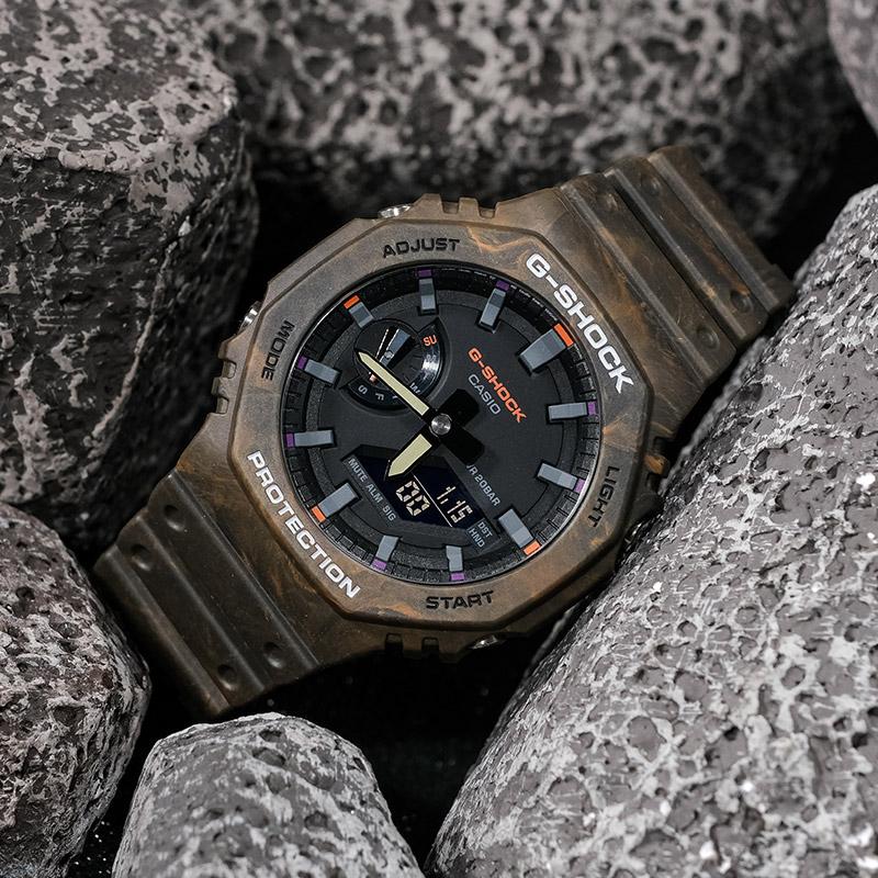 Casio Мужские часы с двойным дисплеем (жидкокристаллический/аналоговый) Серия Кофейные часы GA-2100FR-5APR GA-2100FR-5APR