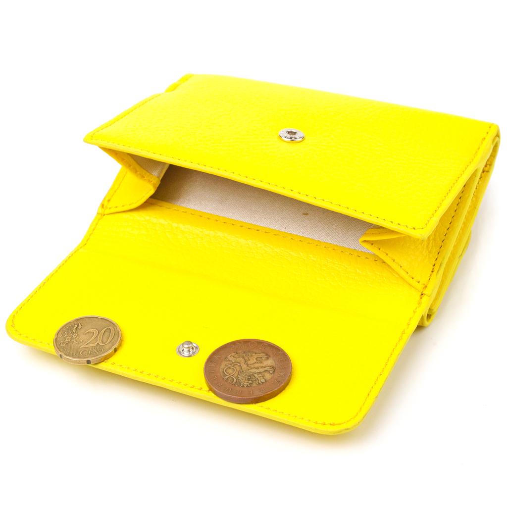 Молодежный яркий женский кошек из натуральной кожи флотар CANPELLINI Wallet 21597 Лимонный