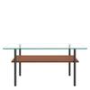 Modern Coffee Table with Glass Top and MDF Shelf, 2-Tier Living Room Table with Metal Frame, Sofa Table with Storage, Black/Wood - H45/W98/D58 cm