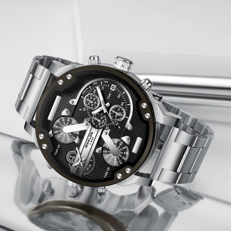 Large Dial GMT Dual Time Sport Watch Men Teens Alloy Case Stainless Buckle 49mm Quartz
